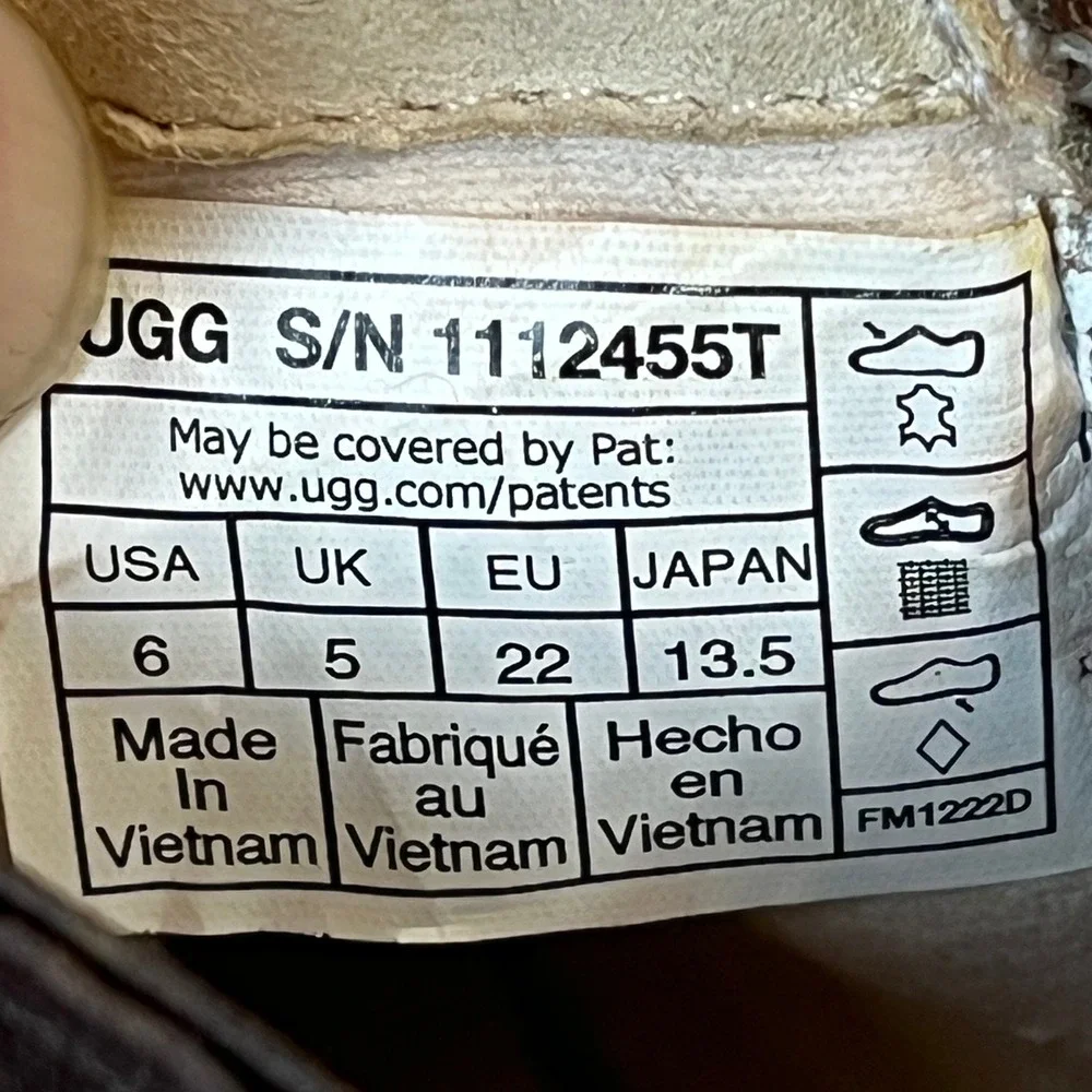 UGG Kids Robbi Brown Leather Side Zip Ankle Boots 1112455T Toddler Size 6